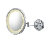 Nofer Wall-Mounted Magnifying Mirror, Size 21 cm Circular Design, Silver Color