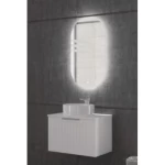 Ceramic Cabinet with Wooden Decorative washbasin, Size  60×50 cm, White Color, Marble Top