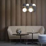 LED Chandelier 6 Lights, White and Gray Color, Height 55 cm, Diameter 26 cm, Model 910080