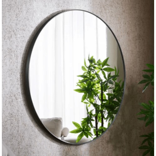 Circle Wall Mirrors Size 90x90x4 cm, Dark Grey Color | Abyat Company