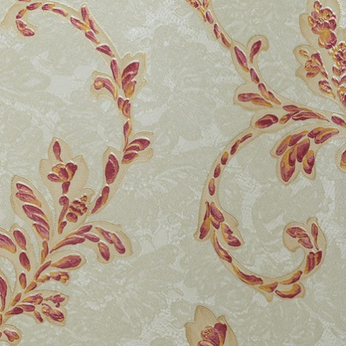 Tree Patterned Wallpaper 15.6m×106cm Pale Brown with Red | Luxury line