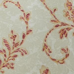 Tree Patterned Wallpaper 15.6m×106cm Pale Brown with Red | Luxury line