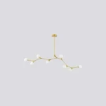 Pendant Light, Gold Color, Size 158x52 cm, Cable Length 107.5 cm, 8 Bulbs