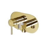Copper Bidet Mixer Equipped with Holder, Pressure 15 Bar, Dimensions 17×8.5×13.2 cm, Shiny Gold Color
