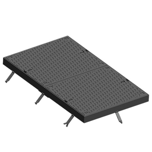 Cast Iron Multiple Manhole Cover 580×1095 mm Rectangular, 40 Tons Load, Gray | Saudi Cast Company