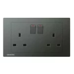 13A Twin Gang Switched Socket, Dark Gray, 86x146x30mm, 250V, Siemens (Delta Relfa)