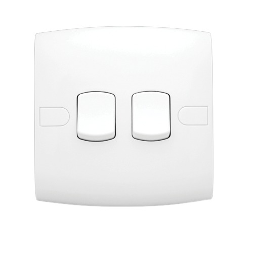 Electrical Light Switch 2 Gang 10 Amp 7×7 cm White | Al Fanar
