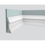 نعلة ديكور فوم PU بيضاء، طول 2.44 متر، ارتفاع 12  سم، سماكة 3.5 سم | شركة زخارف