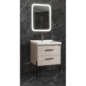Decorative Wooden Washbasin 60x48x46 cm with LED Mirror | Albayt Alaniq Sanitary Tools