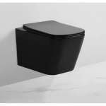Matte Black Wall Mounted Water Closet, Square Modern Design, Dimensions 36×34×52 cm 