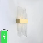 Modern Cylindrical LED Wall Light with Battery, 7 Watt, 50 cm Height, 18 cm Width, Golden Color