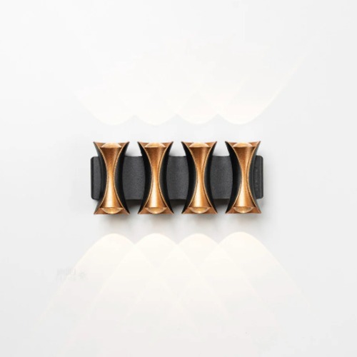 Modern LED Wall Spotlight for Fence, Size 20×8×4.5 cm, Black and Gold | 48261