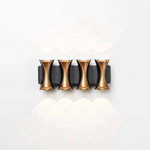 Modern LED Wall Spotlight for Fence, Size 20×8×4.5 cm, Black and Gold | 48261