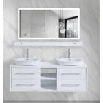 Two Bathroom Washbasin with Mirror Size 140 cm, White Color