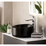 Porcelain Counter Wash Matte Black Color, Dimensions 36×36×18 cm, Kola Model  