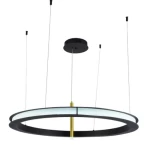 Crystal Chandelier with Circular Design, 40 cm Diameter, Black Color