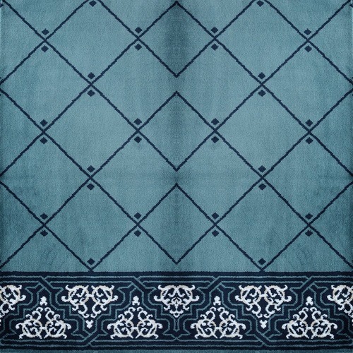 Heat Set Mosque Carpet Pile Height 10 mm Blue, Islamic Design | Super Tabuk