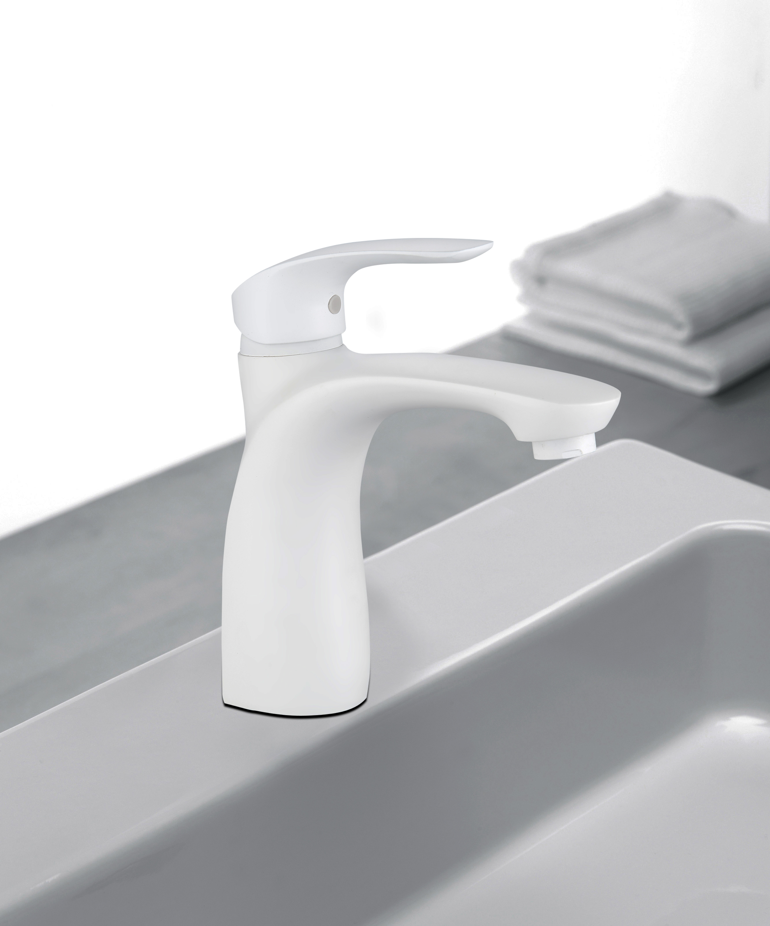 Lima Pluto Bathroom Washbasin Faucet White Color, Length 19 cm, Neck 17 cm | ALHashim Sanitary Tools