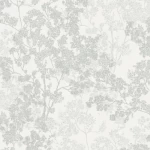 ورق جدران منقوش، لون أبيض ورمادي، لفة بمساحة تغطية 15 متر مربع