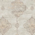 Vinyl Wallpaper, Patterned Design, Size 15.6m × 100 cm, Beige with Brown Patterns Color