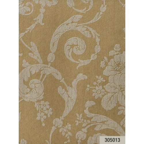 Italian Wallpaper Floral Design Gold Color, Size 10m x 0.73m, Model 305013 | Balbaid Decor Company