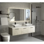 Decorative Wash Basin with 2 Ceramic Prominent basin and LED Mirror, Size 150×48×45 cm
