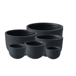 Fiberglass Decorative Plant Pots Size 61x90x90 cm Black Round | Zahrat Al Rayyan Establishment