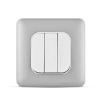 مفتاح انارة ثلاثي 10 أمبير، لون فضي فاتح، 7×7 سم، 250 فولت | سبكترا