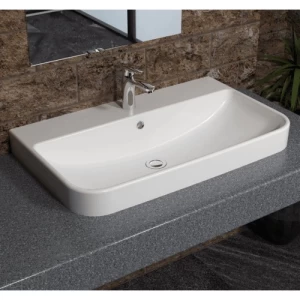 Over Counter Top Wash Basin 80 cm, Off White | Saudi Ceramics