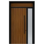 باب خارجي مصنوع من الألمنيوم، عازل للصوت، لون أسود وبني، صناعة إماراتية، موديل AL-79