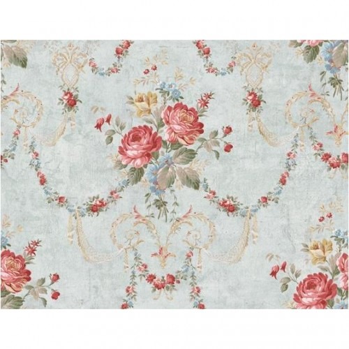 American Floral Wallpaper 10 m x 0.53 m Green, Model FF51402 | Balbaid Decor Company