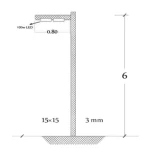 Aluminum street lighting pole, length 6 meters, thickness 3 mm base 15 x 15 mm