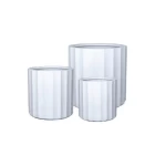 Fiberglass decorative plant pot, small size 46x46x46 cm, white color.