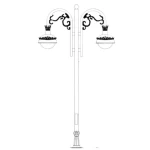 Aluminum street lighting pole, high 5 meters, base 600 mm, thickness 3 mm