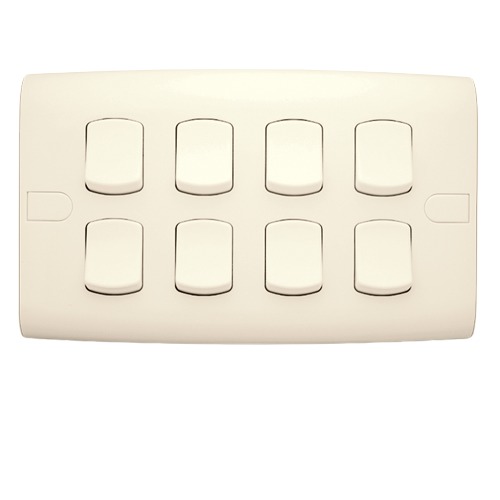 Electrical Light Switch 8 Gang 2 Way 10 Amp 14x7 cm Beige | Al Fanar