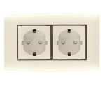 فيش شوكو  مزدوج مع سدادات حماية 16 أمبير الفنار موديل أمنية المقاس  7x14 اللون بيج بحلقة سوداء