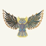 ديكور جداري معدني شكل بومة، عرض 64 سم، ارتفاع 34 سم، الوان متعددة