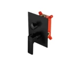 Square Concealed Chinese Shower Mixer Face, Two Lines, Black