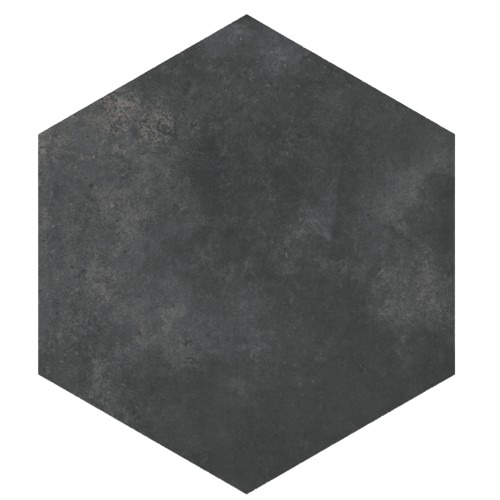 Visconti Hexagonal Ceramic Tile Black, 58.5 × 67.5 cm, 14 mm Thickness