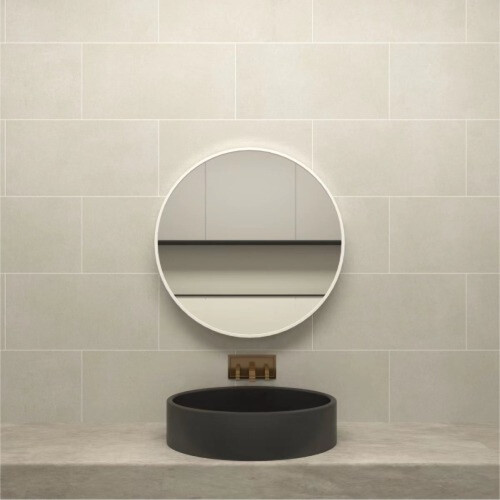 Circular Mirror 60 × 60 cm White Aluminum Frame | Al Muhaidib Sanitary and Ceramic