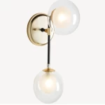 إضاءة جداريه مودرن لمبتين، طول 27 سم، عرض 12 سم، لون أسود | ذهبي