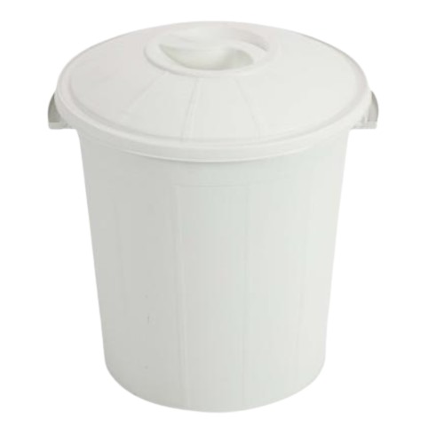 سلة نفايات بلاستيكية HDPE بغطاء 40×40×60 سم، سعة 35 لتر أبيض | مصنع الفريدي للصناعات البلاستيكية