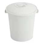 HDPE Plastic Waste Bin with Lid, Size 40×40×60 cm, 35L / 9.25 Gallon Capacity, White Color, Model KFW4K