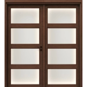 Premium Luxury Wooden Entrance Doors Double 220×235 cm 6 cm Thickness Dark Brown | YT-45010126