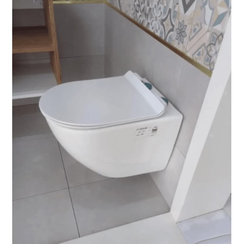 Matt White Wall Mounted Toilet 18 cm, Round Shape | Al Muhaidib Sanitary and Ceramic