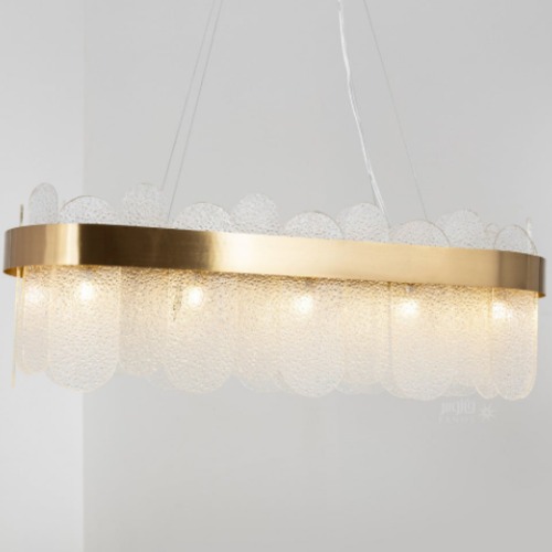 Large Modern Gold Chandelier with Oval Glass, Size 35×100 cm, Gold | 48332