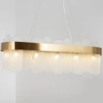 Large Modern Gold Chandelier with Oval Glass, Size  35×100 cm , Gold