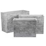 وعاء زهور بوليريسين اسمنتي، أبعاد 45×25×60 سم، لون أبيض، شكل مستطيل