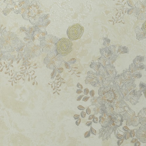 Floral Wall Covering 15.6m x 106cm Gold with Brown and Gray | Luxury line