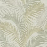 Leaf-patterned wall covering, pale green, length 10m, width 0.53 m, model 33315